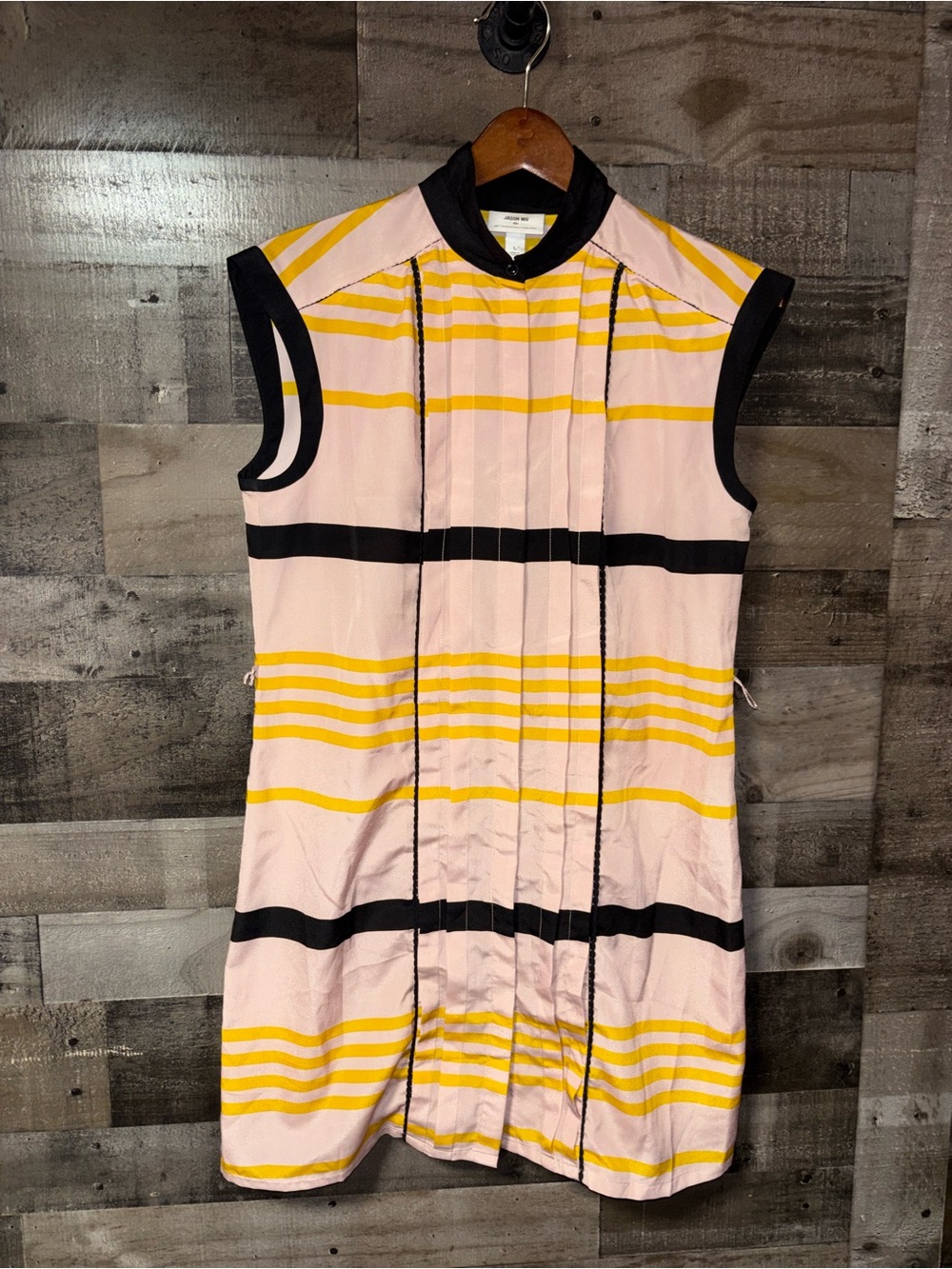 Jason Wu Target Collab Pink Button up Dress with Yellow & Black Stripes L